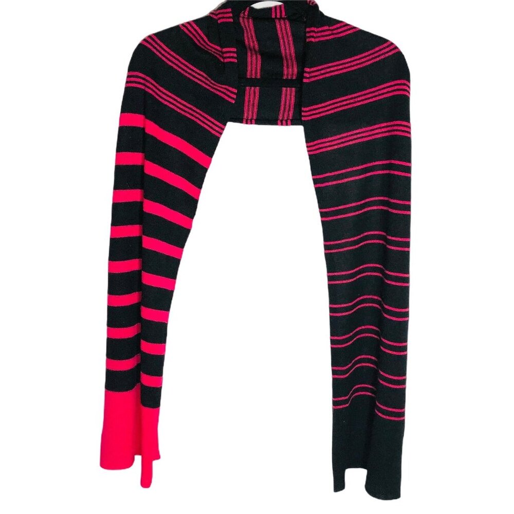 Lsenboye scarf pink black stripped knit acrylic 72X15" READ